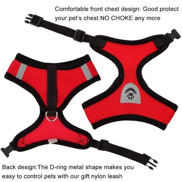 Dog Cat Harness with Lead Adjustable Mesh Reflective Vest Small Pet
