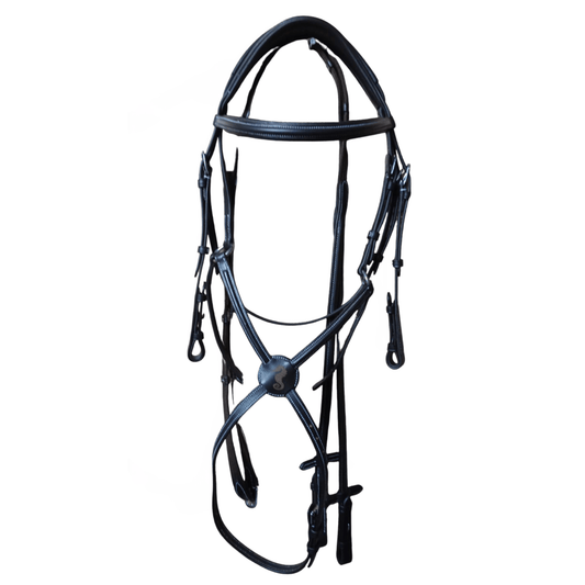 Black Leather Horse Bridle with Breastplate – Padded Comfort Set - BH3 Havana - Youshaelia