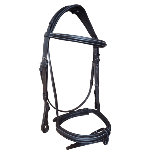 Black Leather Horse Bridle with Reins – Padded Cowhide Bridle BH-01 Havana - Youshaelia