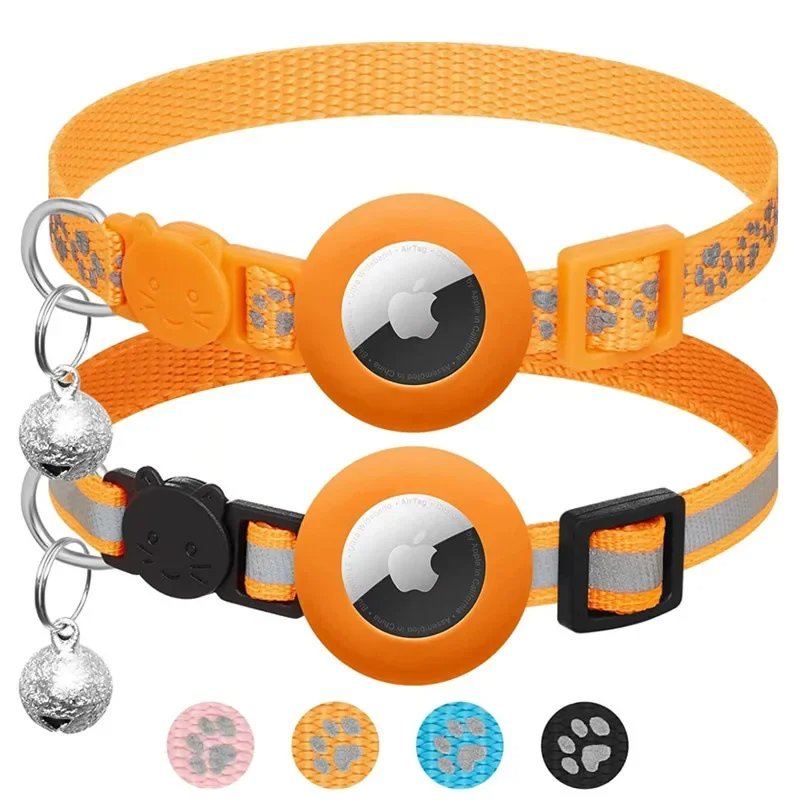Cat collar for Apple AirTag, reflective with bell, adjustable