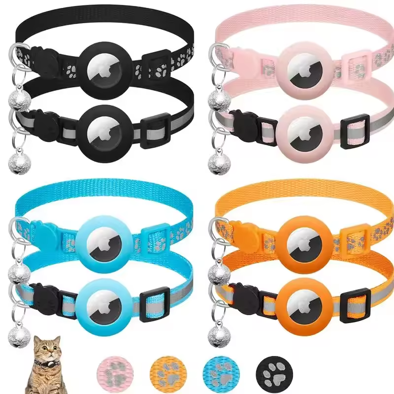 Cat collar for Apple AirTag, reflective with bell, adjustable