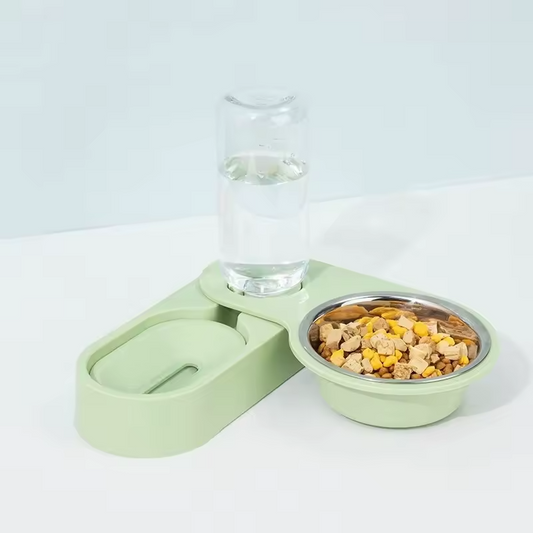 2 in 1 Rotating Pet Bowl Cat Dog Feeder Non Slip Elevated Feeding Bowl