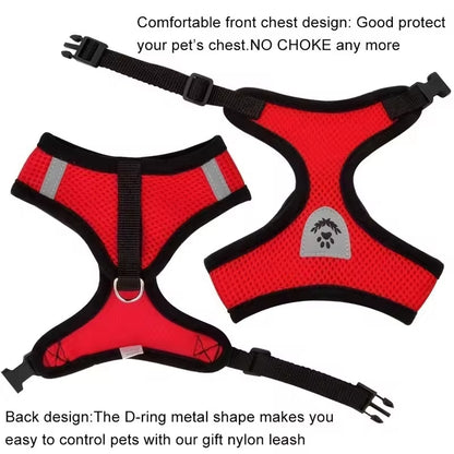 Dog Cat Harness with Lead Adjustable Mesh Reflective Vest Small Pet