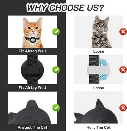 Cat collar for Apple AirTag, reflective with bell, adjustable