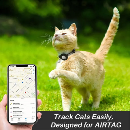 Cat collar for Apple AirTag, reflective with bell, adjustable