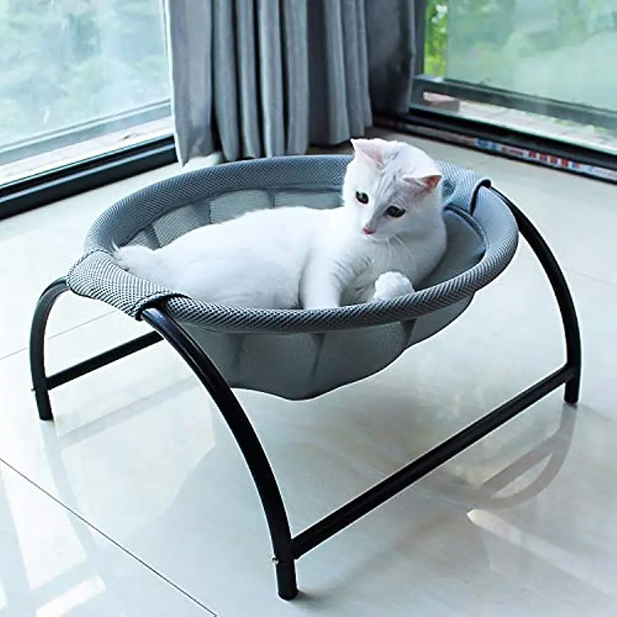 Cat Hammock Freestanding Wooden Frame Grey 45x42x23cm Cat Bed