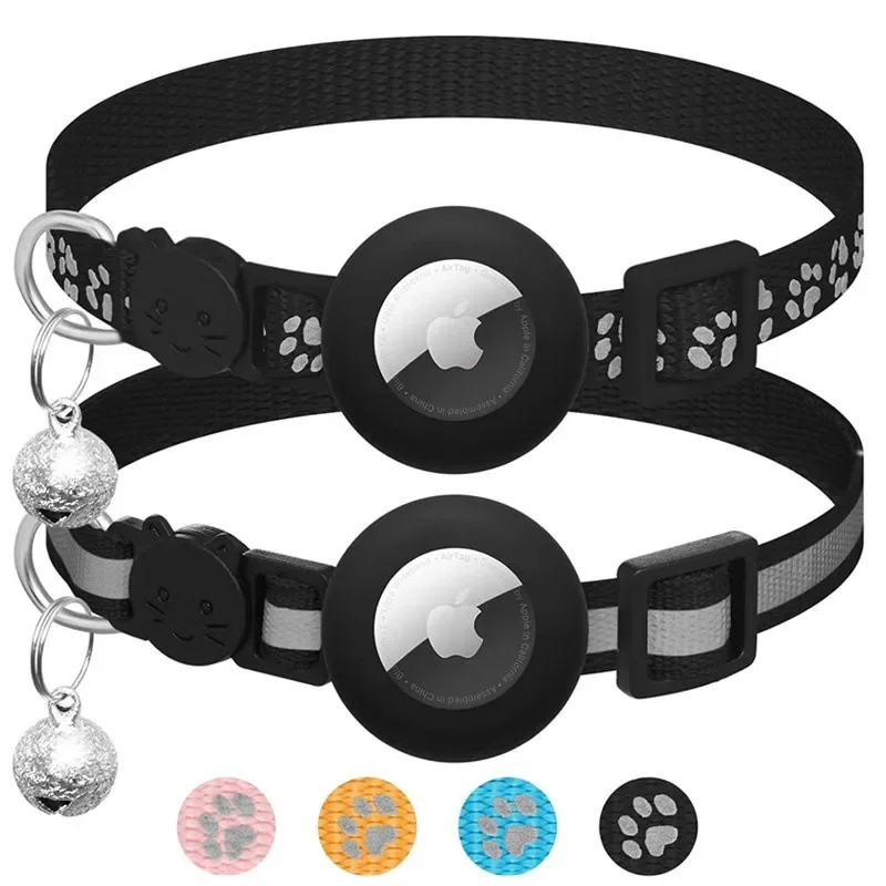 Cat collar for Apple AirTag, reflective with bell, adjustable