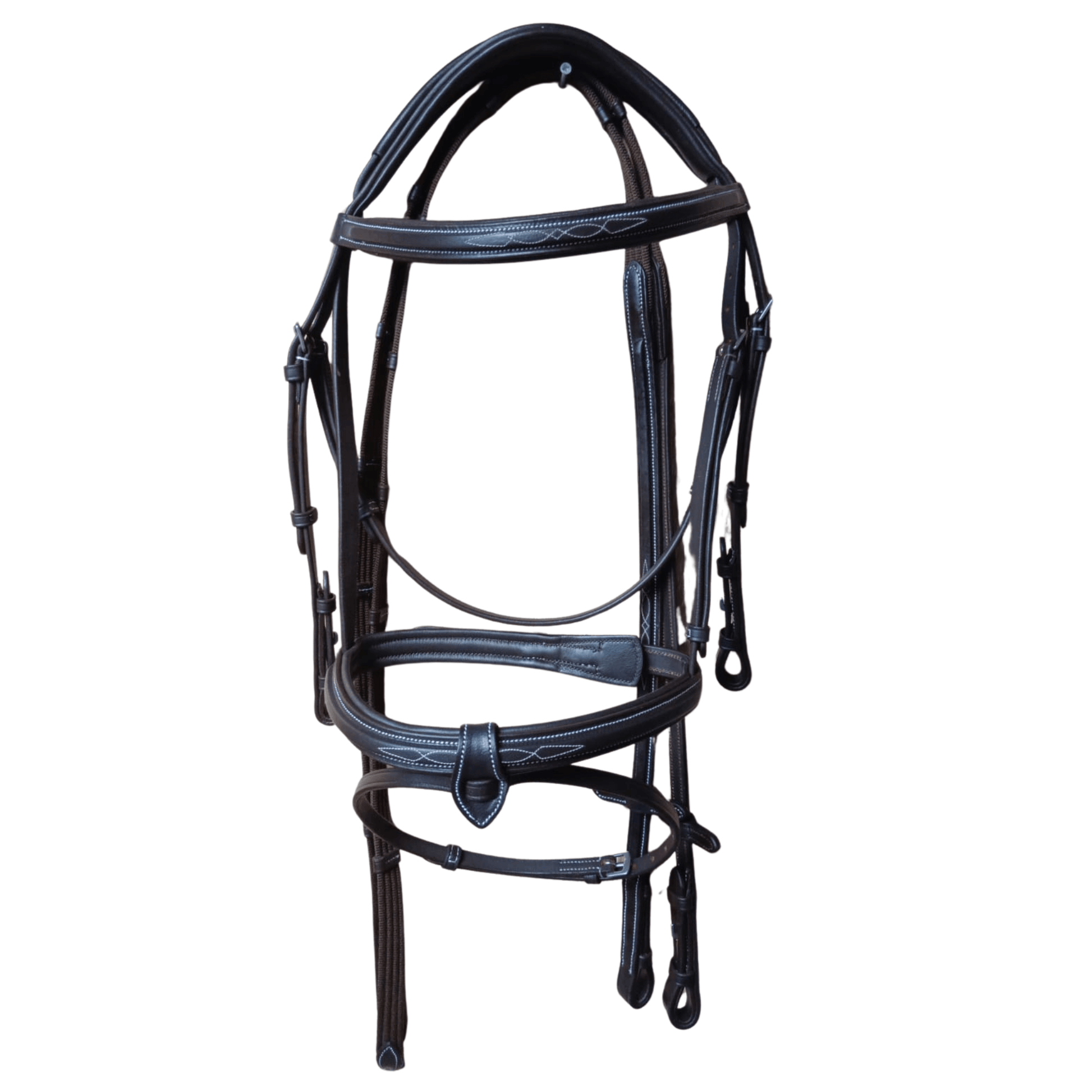 Black Leather Horse Bridle with Reins – Padded Fancy Stitch - BH-02 Havana - Youshaelia