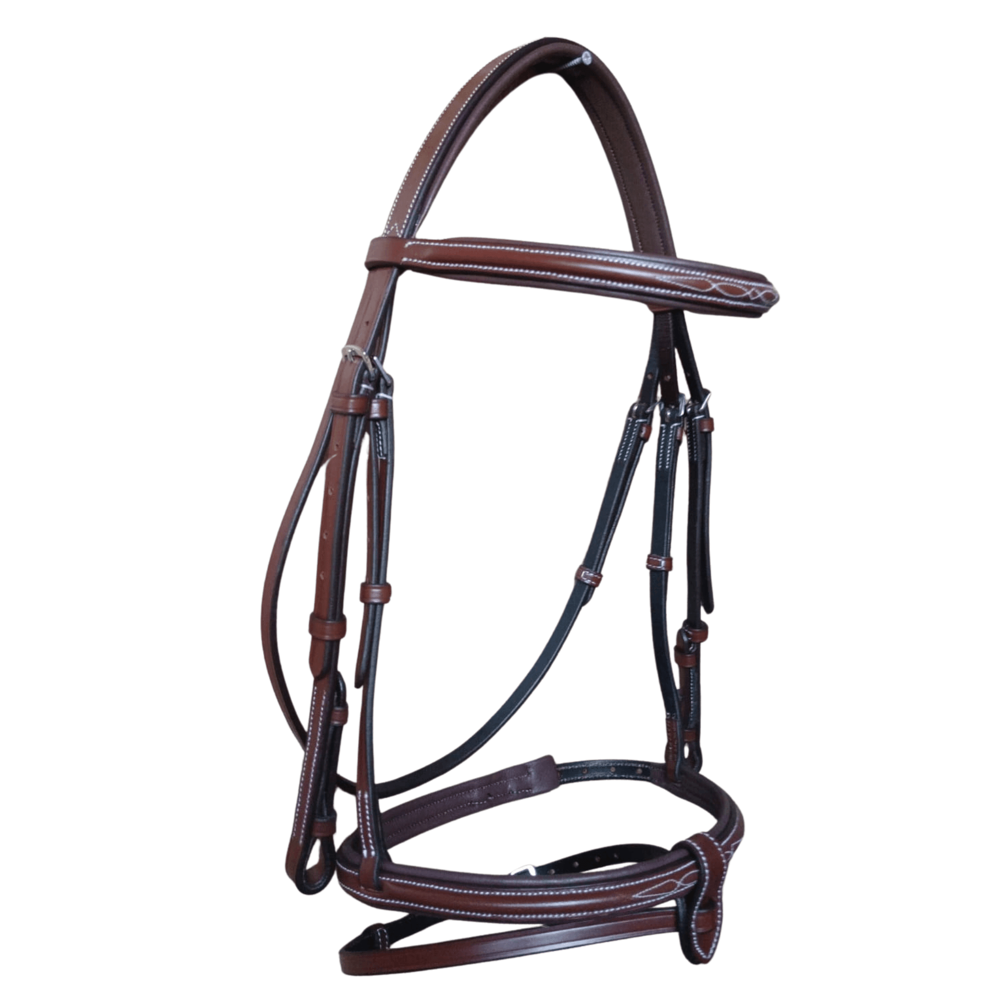 Leather Horse Bridle with Nameplate – Padded Cowhide Bridle-103-R Oak Brown - Youshaelia