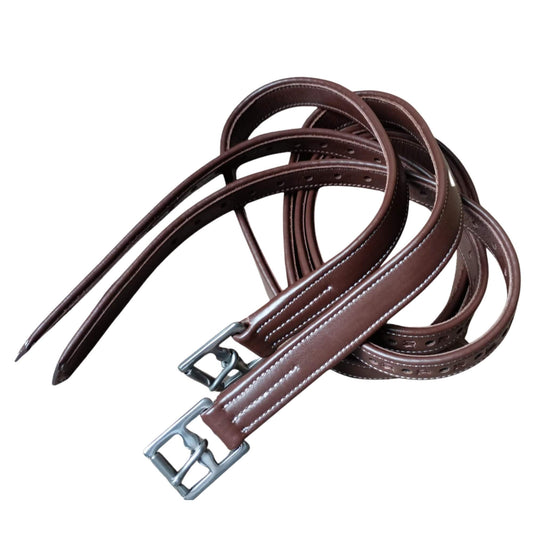 Brown Leather Stirrup Leathers – Adjustable Padded Straps - Youshaelia