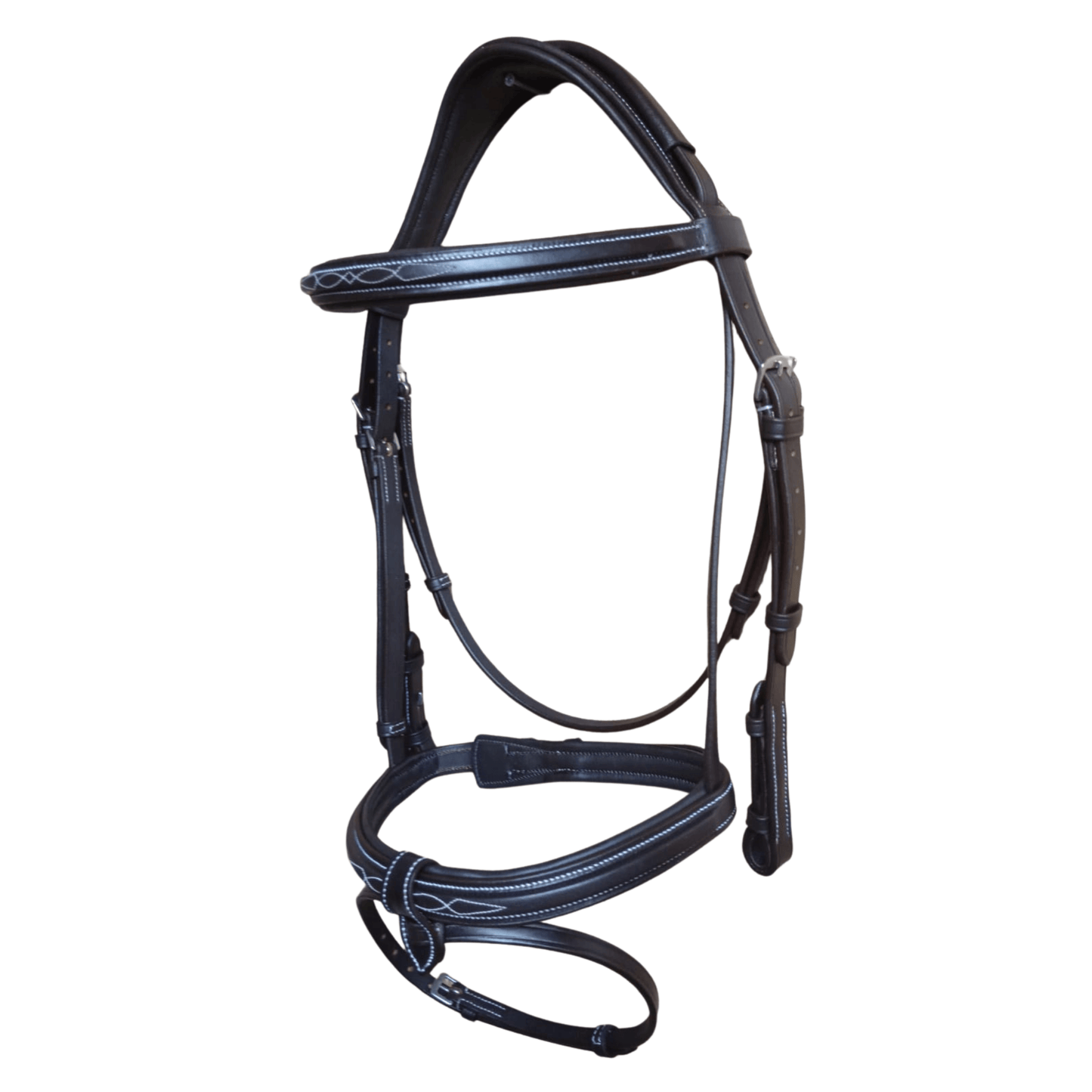 Black Leather Horse Bridle with Reins – Padded Fancy Stitch - BH-02 Havana - Youshaelia