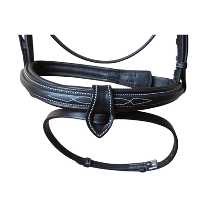 Black Leather Horse Bridle with Reins – Padded Fancy Stitch - BH-02 Havana - Youshaelia