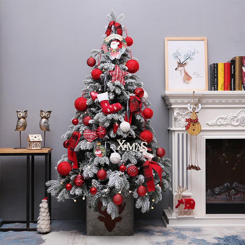 Red & Gold Snow Flocked Mini Tree