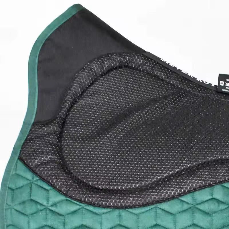 Teal and black saddle pad with quilted pattern